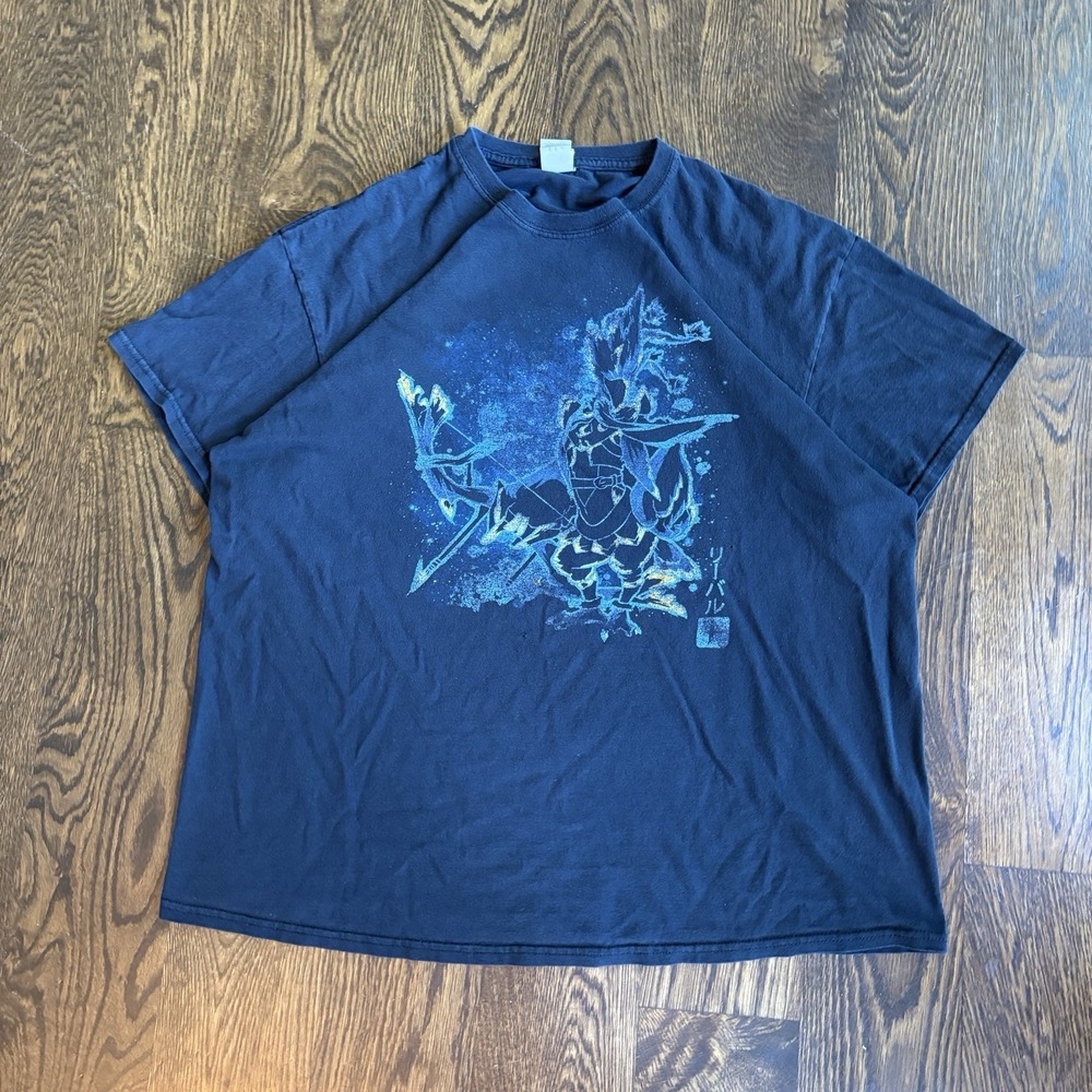 Zelda Breath of the Wild Revali Tee Men XL Black Distressed Rito Champion Bow
